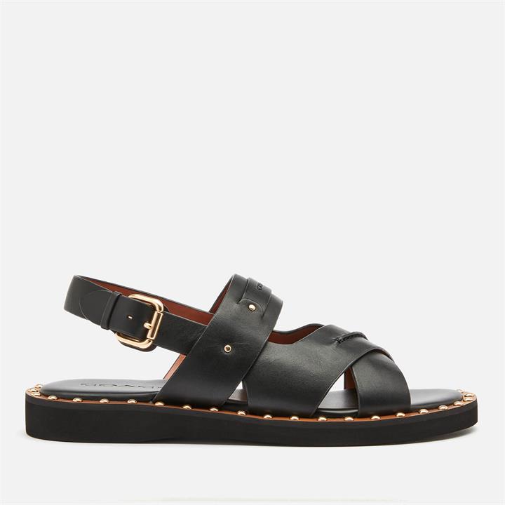 Coach Women's Gemma Leather Flat Sandals - Black - UK 5