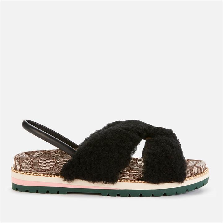 Coach Women's Tally Shearling Sandals - Black - UK 4