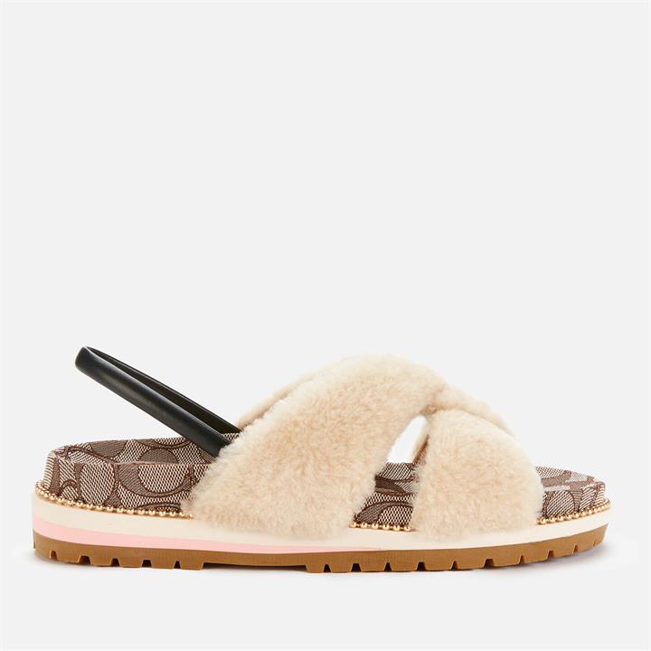 Coach Women's Tally Shearling Sandals - Natural - UK 6