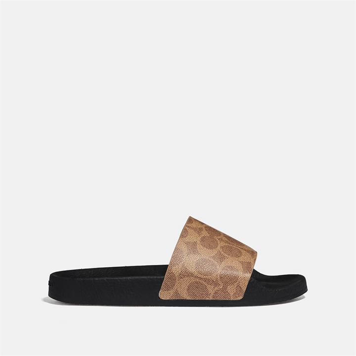 Coach Women's Udele Coated Canvas Slide Sandals - Tan - UK 3