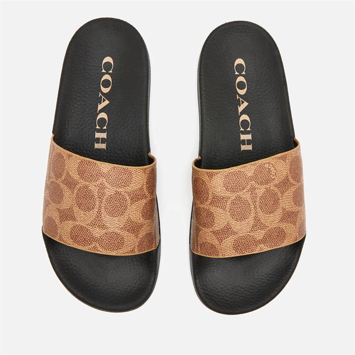 Coach Women's Udele Coated Canvas Slide Sandals - Tan - UK 8