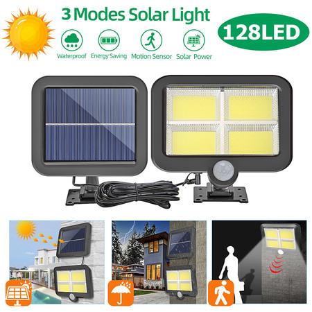 COB 128 LED Solar Powered Motion Sensor Wall Light Outdoor Garden Security Night Wall Split Solar Lamp 1/3 Modes