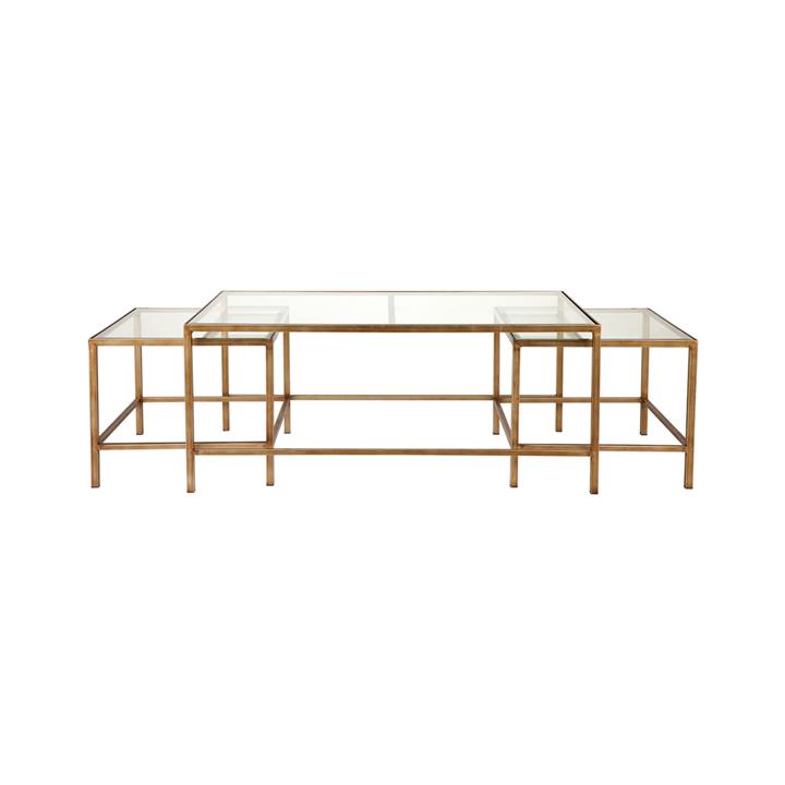 Cocktail Glass Nesting Coffee Table - Antique Gold