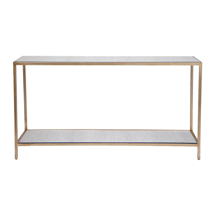Cocktail Mirrored Console Table - Large Antique Gold