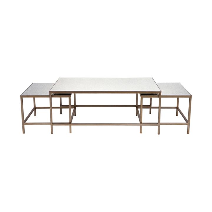 Cocktail Mirrored Nesting Coffee Table - Antique Gold