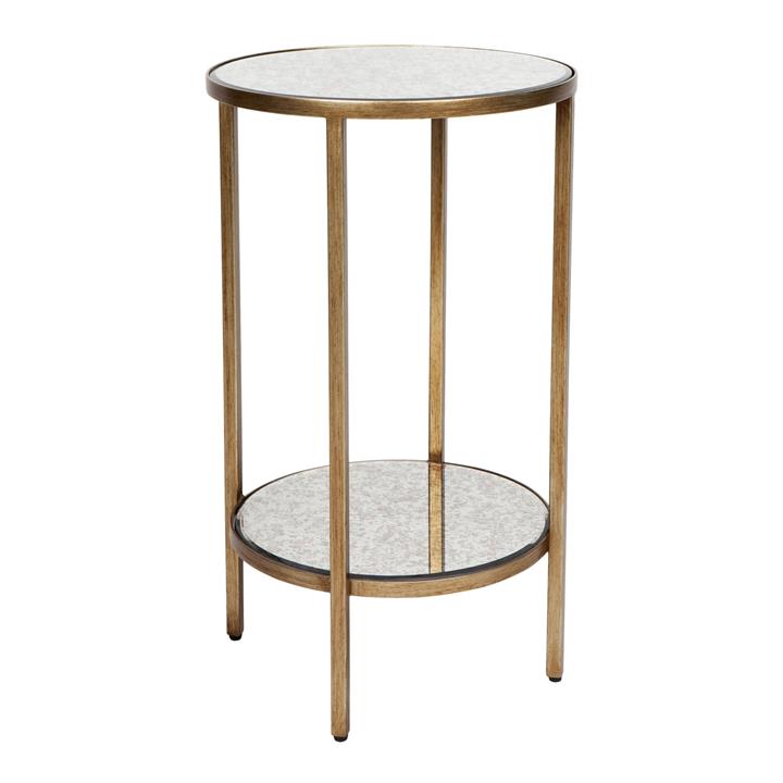 Cocktail Mirrored Side Table - Petite Antique Gold