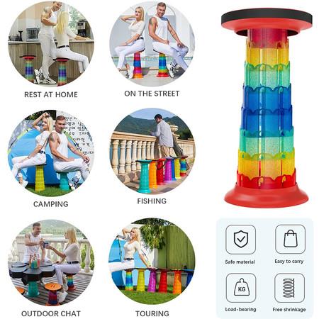 Collapsible Stool Retractable Folding Stool Max Load 550lbs with Swivel Cushion,Maximum Height 20 in for Camping Travel Hiking BBQ Picnic