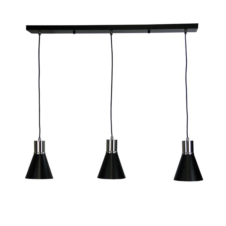 Como 3 Light Brushed Chr & Black Pendant