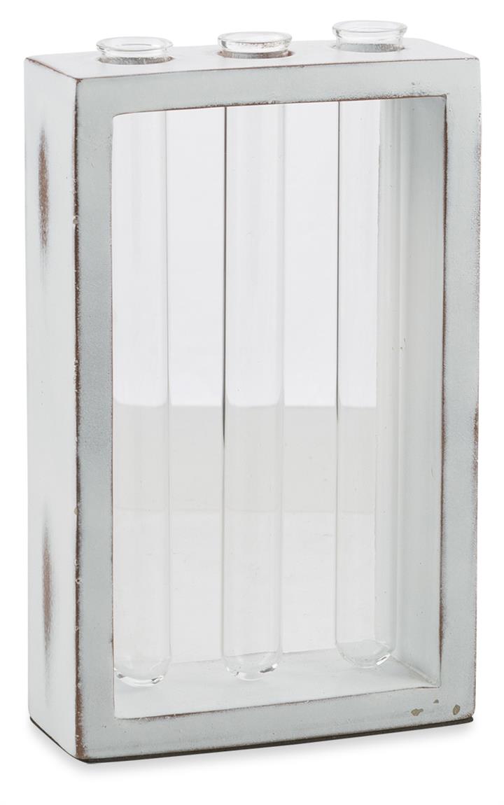 Concrete Stand with 3 Glass Tube Bud Vases