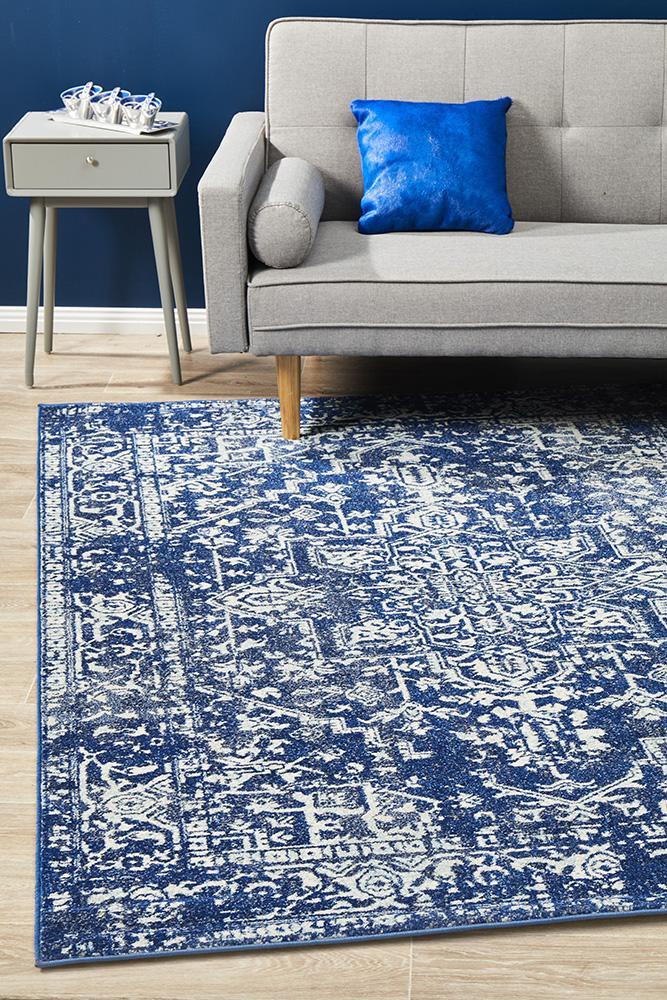 Contrast Navy Transitional Rug 400x300cm