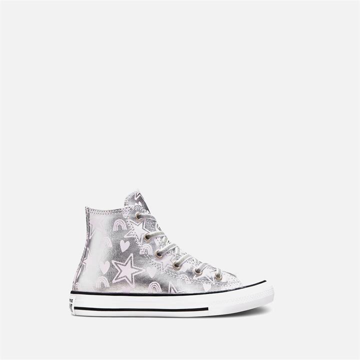 Converse Kids' Chuck Taylor All Star Move High Top Trainer - Pure Silver/Pink Foam/White - UK 11 Kids