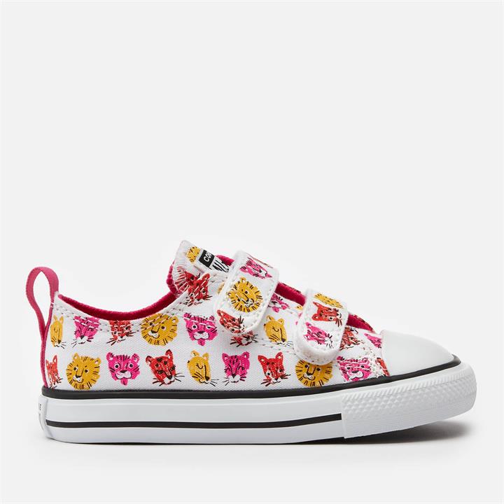 Converse Toddlers' Chuck Taylor All Star 2V Cat Trainers - White/Prime Pink/Amarillo - UK 9 Kids