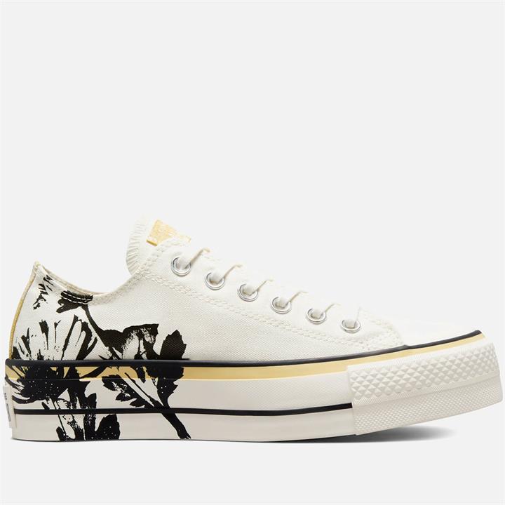 Converse Women's Chuck Taylor All Star Hybrid Floral Lift Ox Trainers - Egret/Saturn Gold/Black - UK 8