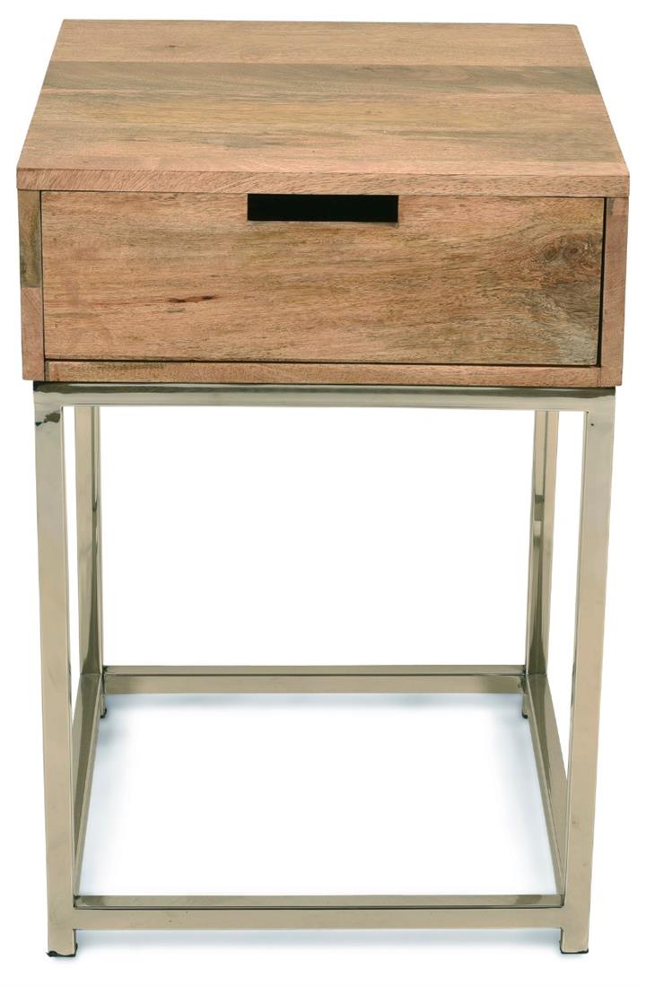 Cooper And Wood Stainless Steel Side Table - Silver/Natural