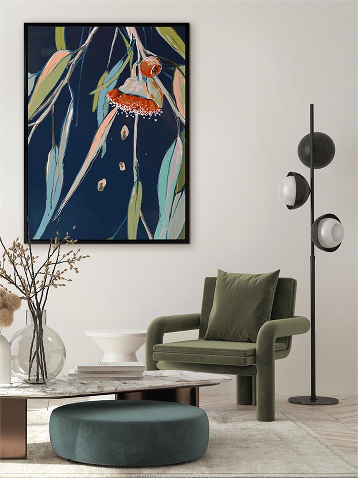 Coral Flowering Gum - Oak Box Frame Canvas - 60x90 - Portrait