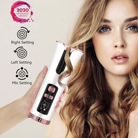 Cordless Automatic Hair Curler Ceramic Rotating Adjustable Temperature  USB 5200mAh