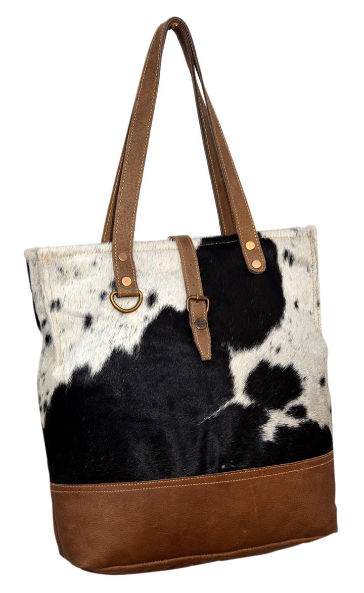 Cowhide And Leather Tote Bag