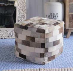 Cowhide Square Patch Ottoman