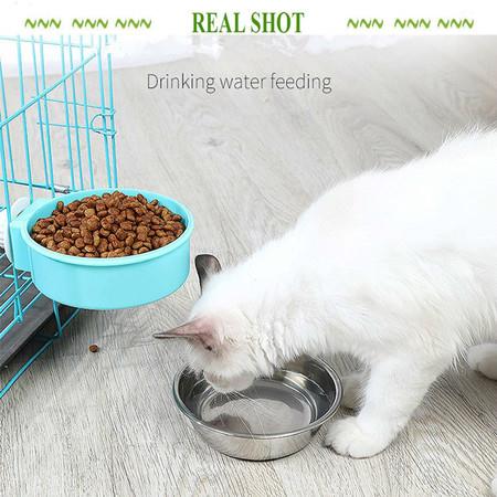 Crate Dog Bowl, Removable Stainless Steel Hanging Pet Cage Bowl Food & Water Feeder Coop Cup for Cat, Puppy, Birds, Rats, Guinea Pigs