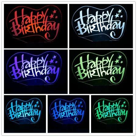Creative 3D Happy Birthday Lamp Touch  lamps  energy-saving LED illusion of light