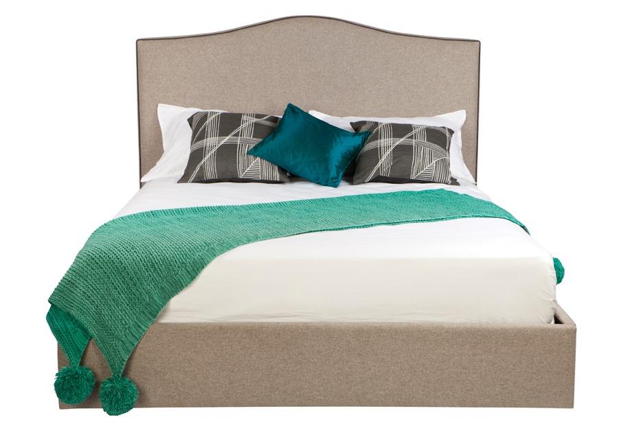 Cronulla custom upholstered bed with choice of standard base
