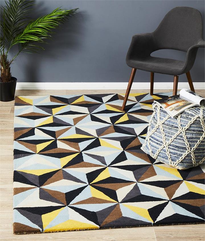 Crystal Designer Wool Rug Blue 225x155cm