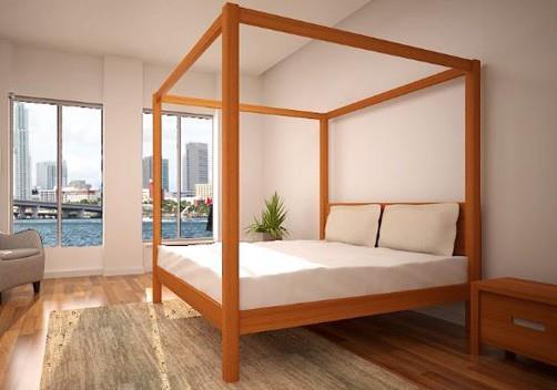 Cube custom four poster timber bed frame