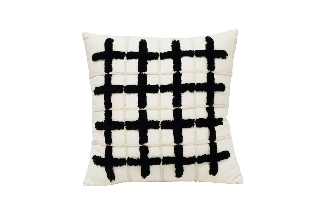 Cubed Embroided Cushion - Black & White