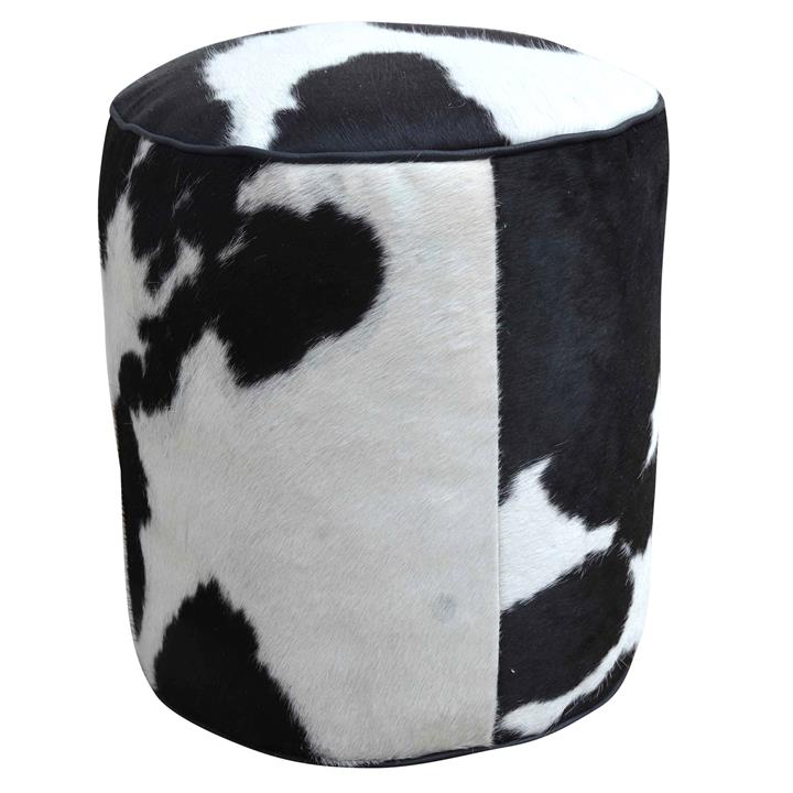 Cylindrical Cowhide Ottoman