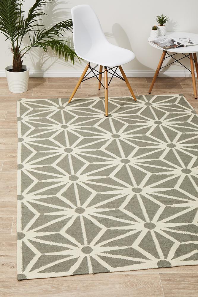 Dandelion Flat Weave Rug Grey 225x155cm