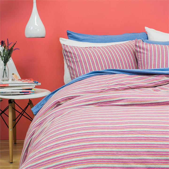 Db Bedt Quilt Cover Set Dahlia Stripe (Pink)