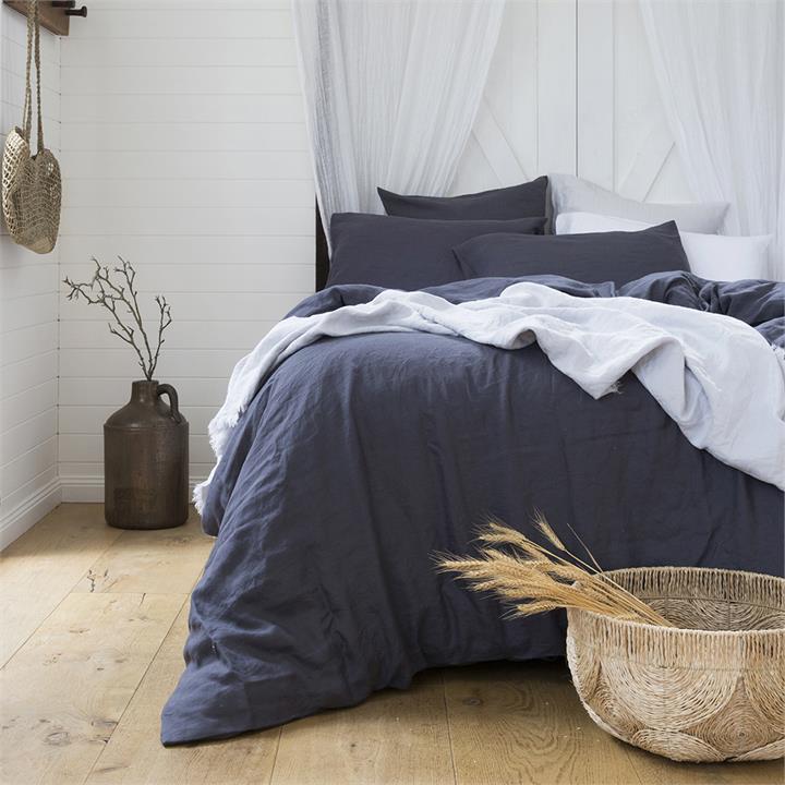 DB Linen Quilt Cover Set Charcoal
