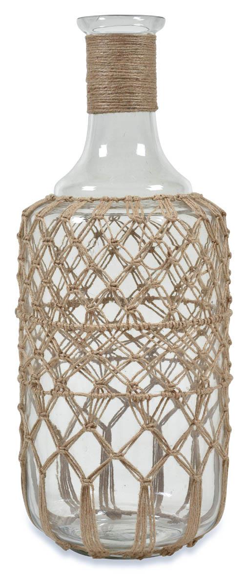 Delilah Glass And Rope | Jute Bottle Large - Natural/Clear