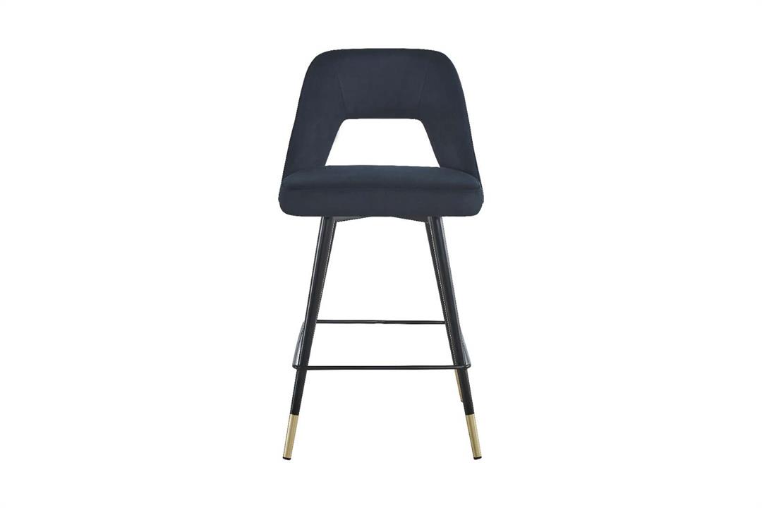 Delphi Barstool in Black Velvet and Black Legs with Gold Tip  - Set of 2