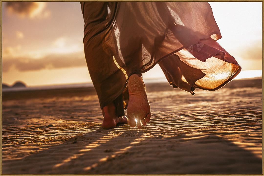 Desert Walks Tempered Glass Print - Oak Look Frame