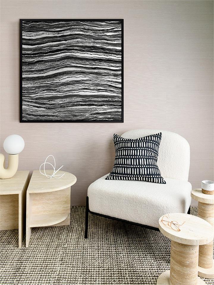 Dhaagun Black  - Black Box Frame Canvas - 90x90