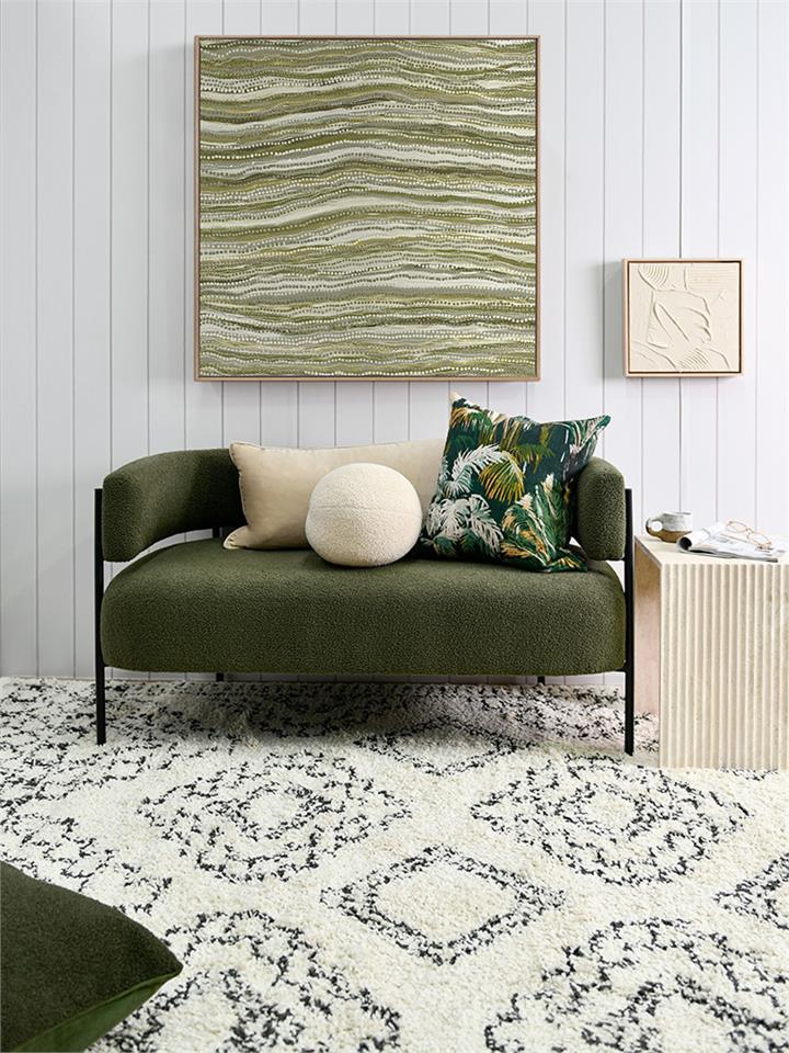 Dhaagun Green  - Oak Box Frame Canvas - 90x90