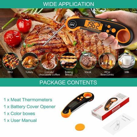 Digital Instant Read Food Thermometer, 3S Ultra Fast Reading Kitchen Thermometer with Backlight LCD Screen Meat Thermometer
