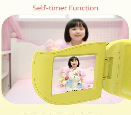 Digital Kids Camcorder Video Camera 15M Pixel Auto Focus Self Timer Video Recording Built-in Filters Stickers Rechargeable PINK