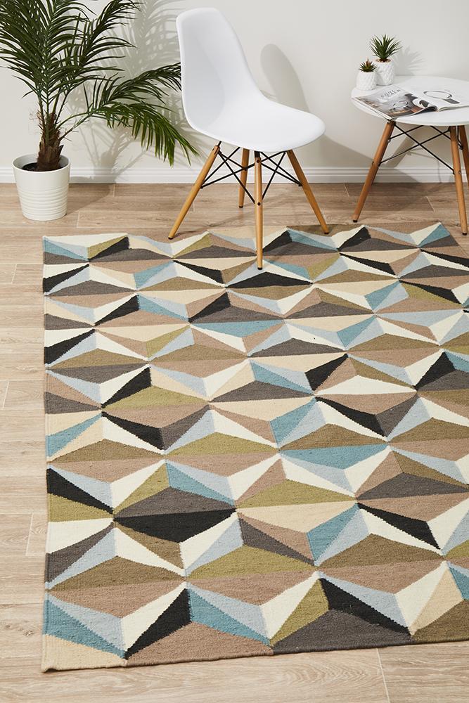 Dimensions Flat Weave Rug Blue 225x155cm