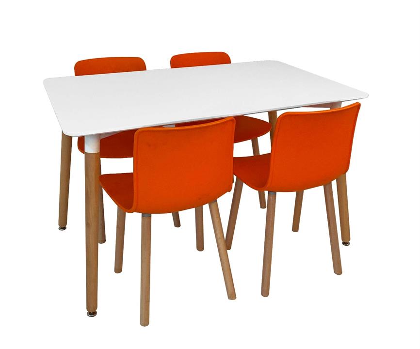 Dining Table & Orange Chair Set