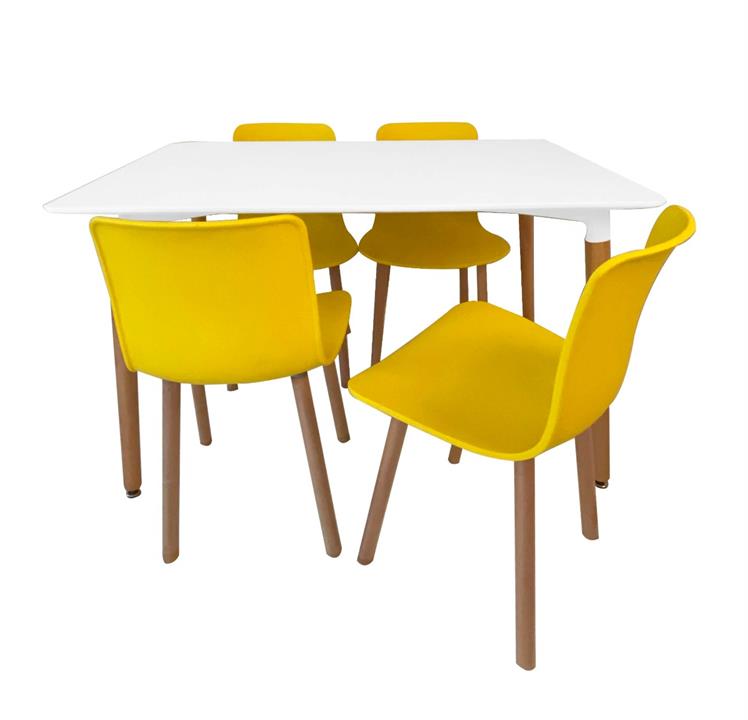 Dining Table & Yellow Chair Set