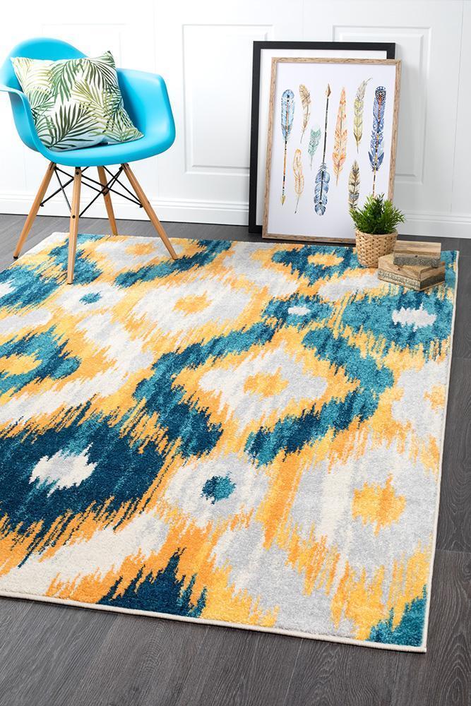 Divinity Burst Blue Modern Rug 400x300cm