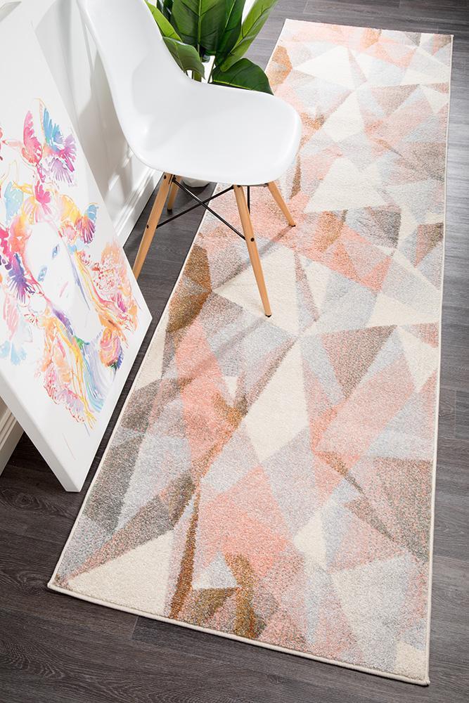 Divinity Shatter Blush Modern Runner Rug 400x80cm