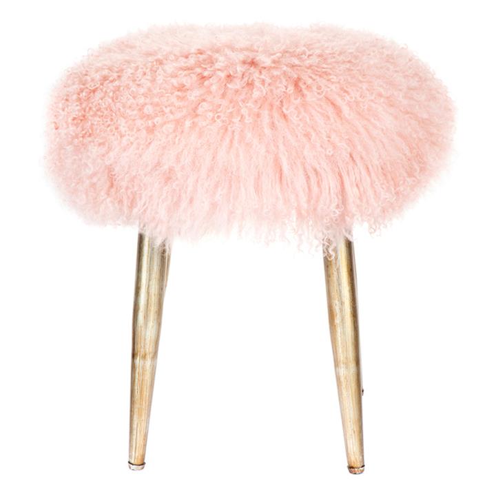 Dixie Stool - Pink Mongolian Fur