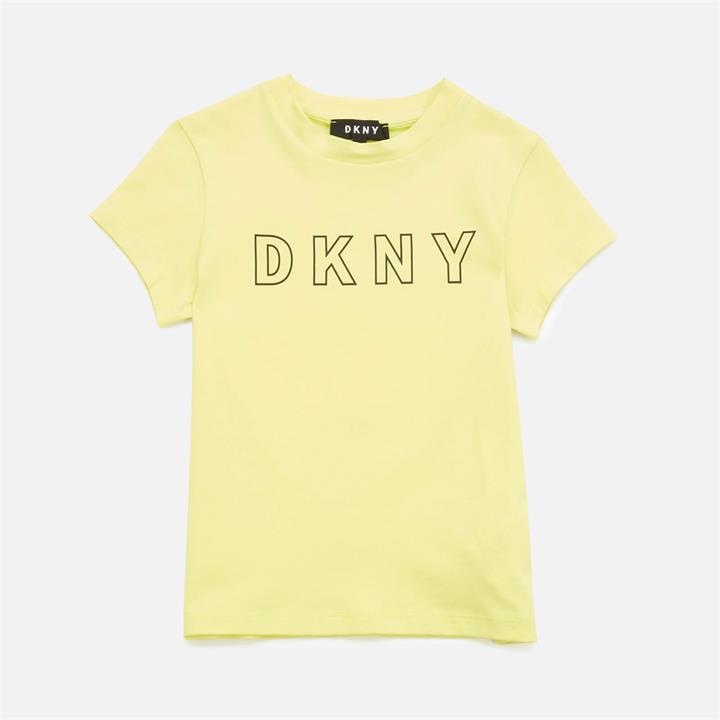 DKNY Girls' Outline Logo T-Shirt - Citrine - 4 Years
