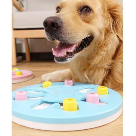 Dog Cat Pet Puzzle Toys Puppy Treat Dispenser Increase IQ Interactive Feeder Col Lt.Blue