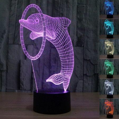 Dolphins lamp  7 colour visual stereo light LED 3D night light