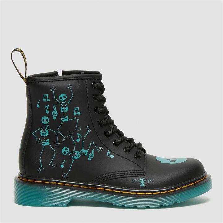 Dr. Martens Kids' 1460 Lace Up Boots - Black Skelly Print Hydro - UK 10 Kids