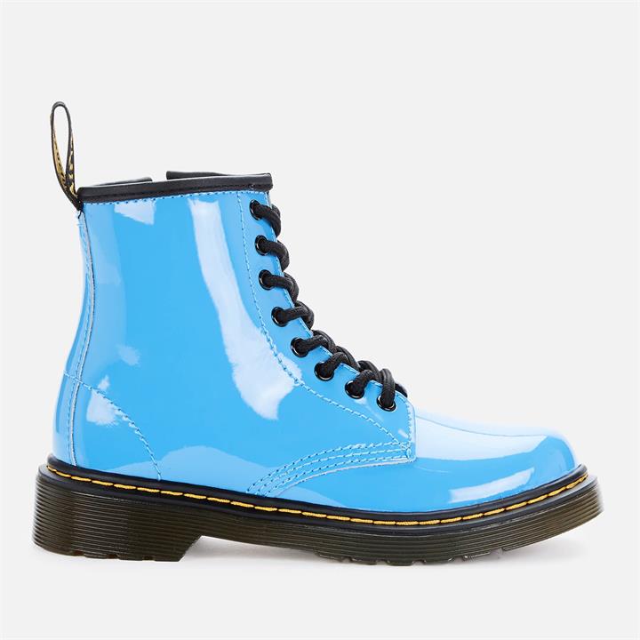 Dr Martens Kids' 1460 Patent Lamper Lace Up Boots - Mid Blue Patent Lamper - UK 10 Kids